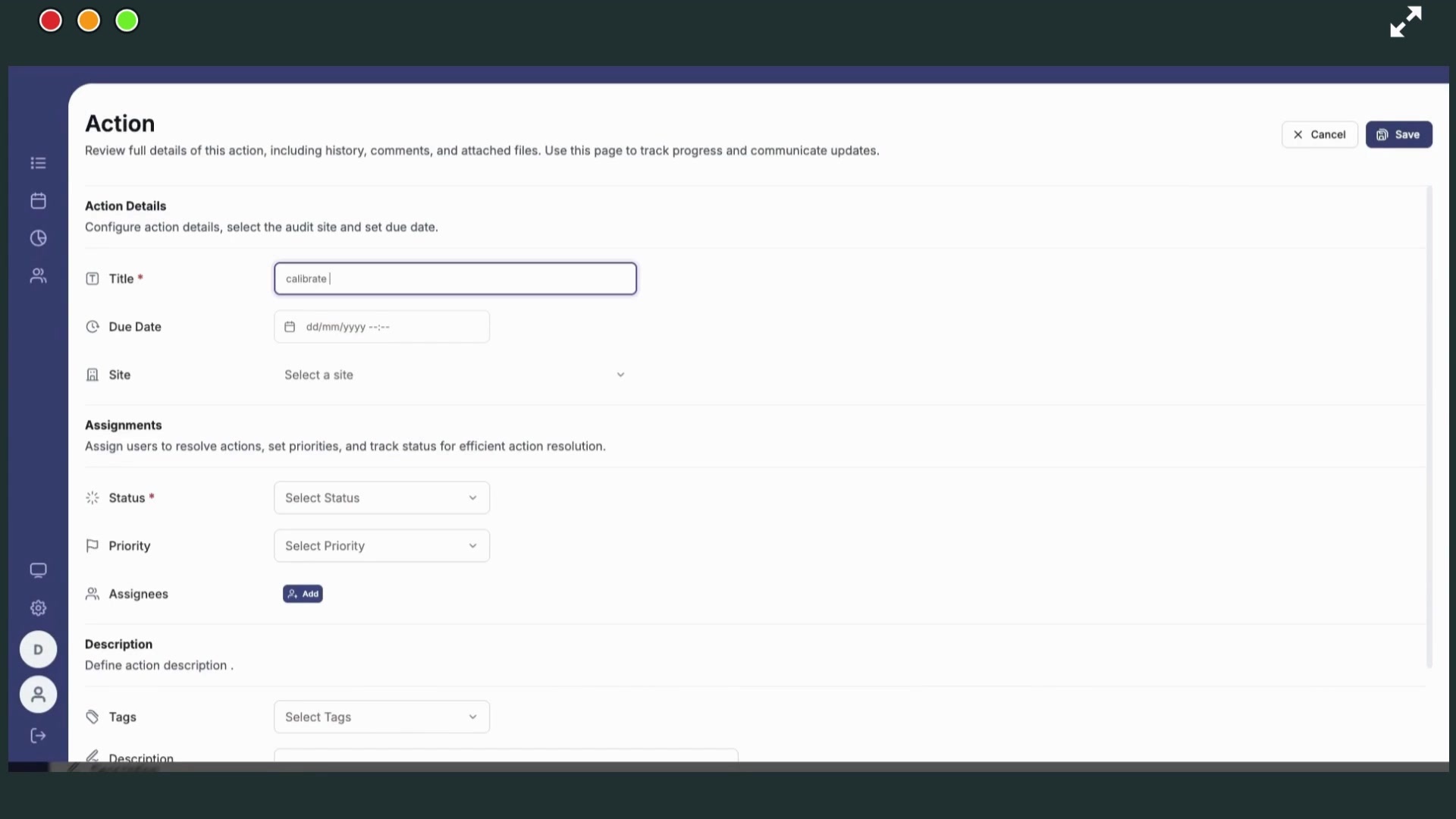 Create an action in Bluehook
