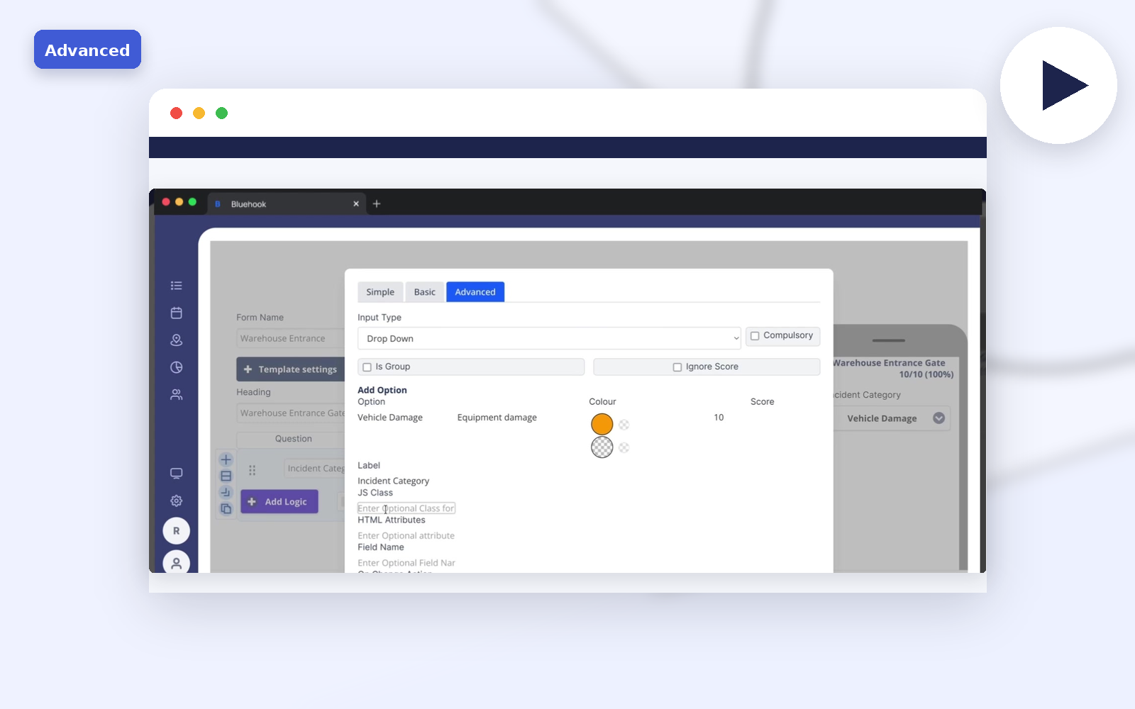 Configure advanced question options