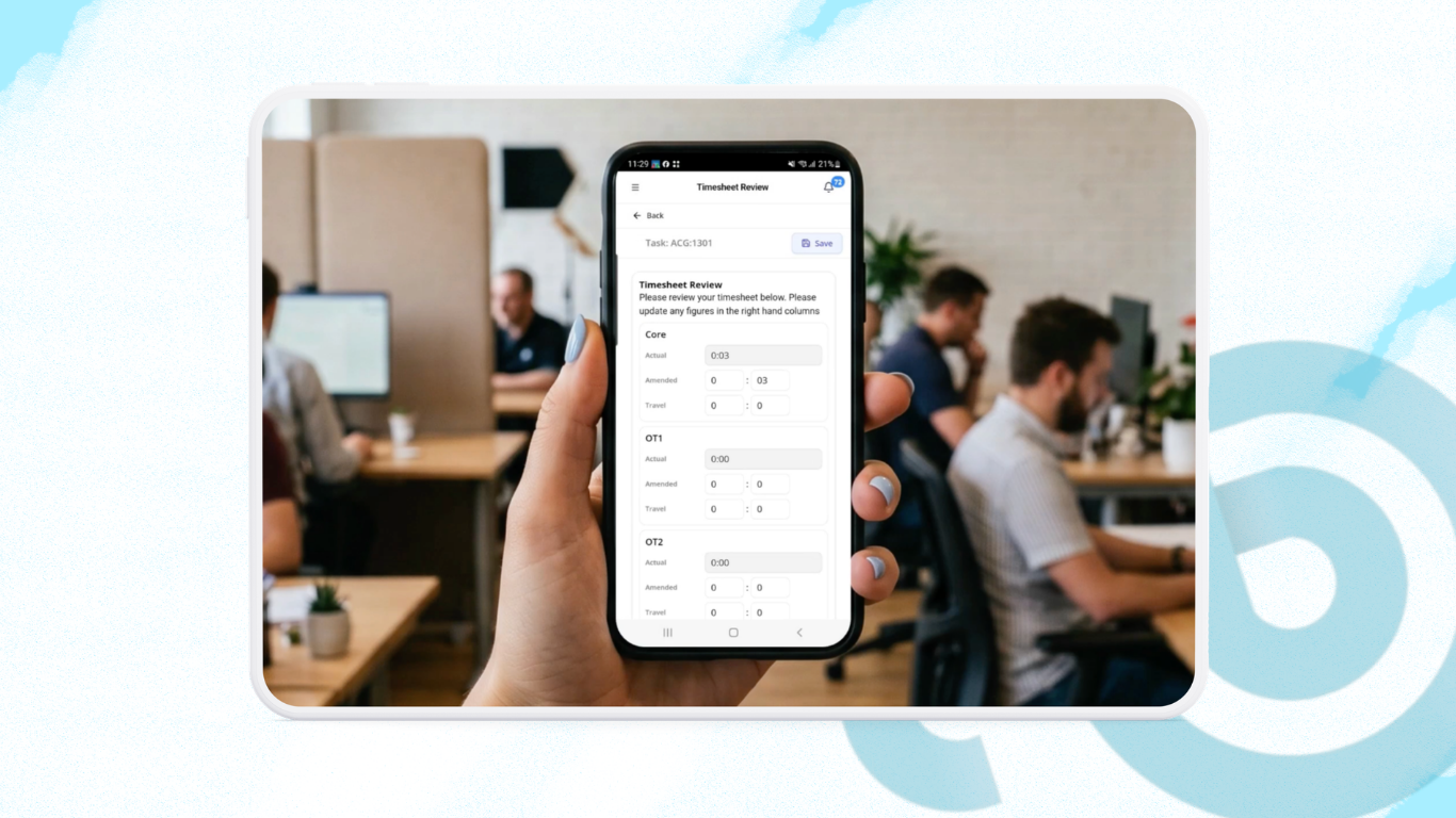 Completing timesheets on Bluehook Mobile