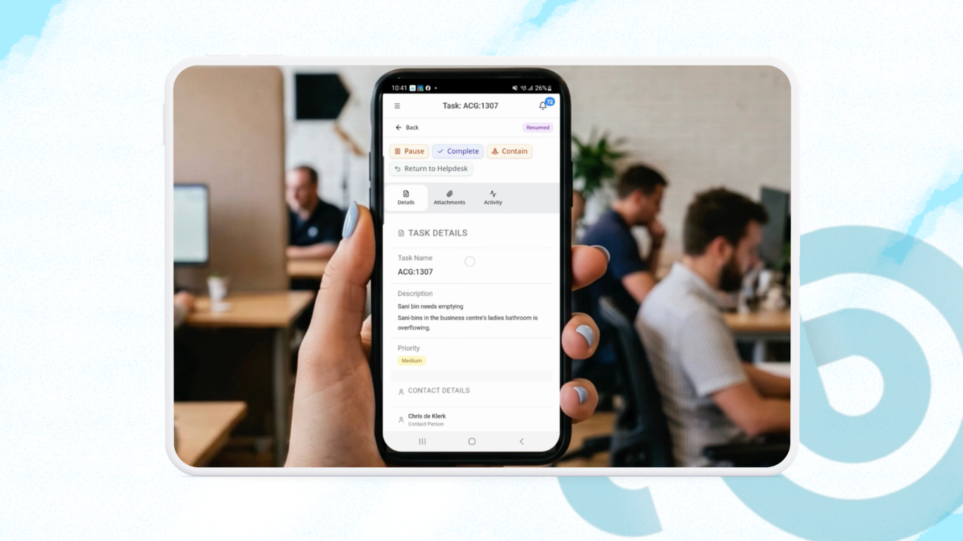 Updating task using quick actions
